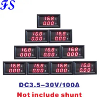 10pcs/lot DC 100A Digital Voltmeter Ammeter Voltage Current Meter DC 3.5-30V Ampere Volt Meter 0.28'' LED Red Built-in Shunt
