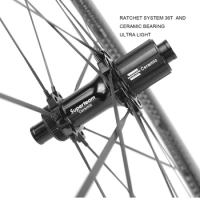 SUPERTEAM 700C Road Disc Brake Carbon Wheelset 50mm Ratchet System 36T HUB Carbon Spoke For UCI Racing Bike Wheels