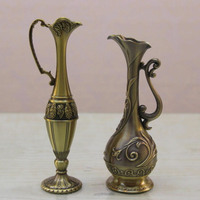 古銅色花瓶創意合金裝飾工藝擺設品歐式中式復古創意花瓶花插擺件