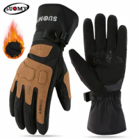 SUOMY Waterproof Motorcycle Gloves Winter Thickened Warm Cycling Gloves Women Men Motorcyclists EVA Protective Gloves