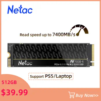 Netac SSD 1TB SSD NVME M2 7400MB/s 512GB 2TB 4TB PCIE4.0 Internal Solid State Hard Drive with Heat Sink for Playstation 5 Laptop