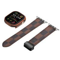 Fashion Magnet Folding Buckle Leather Strap + Watch Case for Apple Watch Ultra 2/1 (49mm) S9 45mm 44mm 41mm 40mm 42mm Watch Band