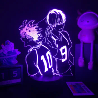 Acrylic 3D Night Light Anime Haikyuu Shoyo Hinata Figure for Kids Bedroom Decor Acrylic Stand Cool Manga Gadget Child Table Lamp