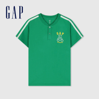 【GAP】男童裝 Logo純棉小熊印花圓領短袖T恤-綠色(890473)