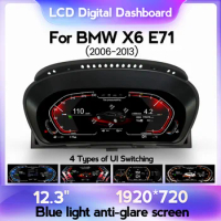 2023 Car LCD Dashboard Panel Speedometer For BMW X5 E70 X6 E71 2006 2007 - 2012 12.3" Blue light anti-glare Screen 1920*720P