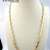 EcooLin 22.06 inch Bamboo Gold Stainless Steel Chain 56Cm Diameter 3.8mm Never fade Necklaces For Women Fashion Jewelry LR531