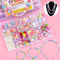 Set Perhiasan DIY Anak Perempuan: Kalung & Cincin Kreatif, Mainan Tangan Berwarna, Aksesori Kecantik