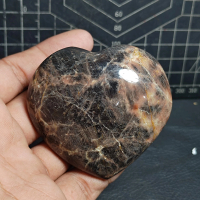 Natural black Moonstone Heart (5) Asli Batu Alam
