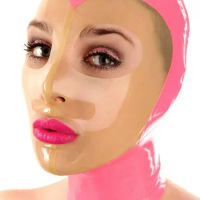 Halloween Gummi Latex mask pink &amp; transparent cos Mask Hood