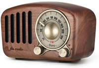 Mifine【日本代購】復古收音機 AUX連接 音箱 胡桃木製FM MP3 播放器