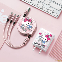 小V優購粉色充電線三合一套裝蘋果華為小米手機各種款式適用