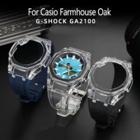 For Casio GA-2100 Modified AP Farmhouse Oak Glacier Transparent G-Shock Case Watchband Modified Accessories Cover Of Watch Strap
