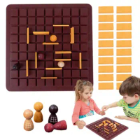 Portable Chess Board Wooden Checkers Pieces Wood Chess Set Travel Checkers Board Game Family Interception Game For Kids Adults