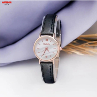KJ Jam Tangan Wanita Pria Couple Polos Casual Dial Segi Fashion Analog Quartz Simple Strap Kulit Pu 