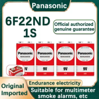 5PCS Panasonic 9V 6F22ND Alkaline Battery for Alarm Wireless Microphone Mercury Free Long working life