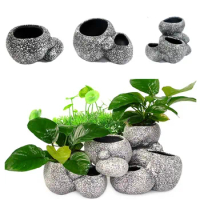 Aquarium Plant Bonsai Stone Pot Fish Tank Stone Cave Decoration For Fish Breeder Bonsai Shelter Filter