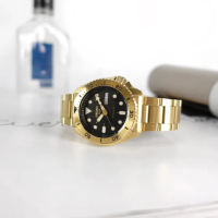 【SEIKO 精工】5 Sports 機械錶 星期日期 防水100米 日本製造 不鏽鋼手錶 黑x鍍金 42mm(SRPK18)