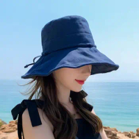 Korean Temperament Solid Color Fashionable Bucket Hat For Women Leisure Simple Foldable Sun Hat Sunscreen UV Basin Hat