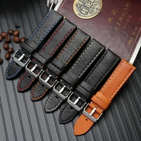 Italian cowhide watch leather strap 20mm 22mm 24mm watch strap genuine leather watch band stitched wristband watch accessories