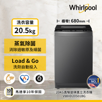 Whirlpool惠而浦 SaniPro 20.5公斤 DD直驅變頻直立洗衣機 VWHD20501BG