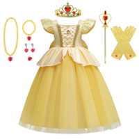 AL2023 ใหม่ฮาโลวีนเบลล์ชุดเจ้าหญิงสำหรับเด็กผู้หญิง cos Beauty and The Beast ชุดเบลล์กระโปรงแขนพอง