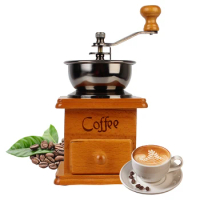 Wooden Manual Coffee Bean Grinder Retro Style With Ceramic Millston Spice Burr Mill Coffee Utensils Stainless Steel Handle