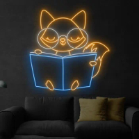 Fox Neon Sign Custom Neon Sign Book Store Library Light Wall Decor Neon Sign Art Book Neon Sign Book Lover Gifts
