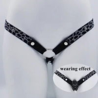 Sissy Chastity Cage Anti-Off Device Elastic Auxiliary Belt Sexy Leopard Print Chastity Belt Penis Lock Accessories Adult Sex Toy