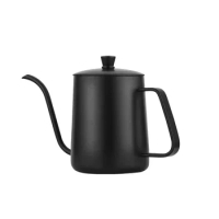 600ml Coffee Pour Over Kettle Stainless Steel Black Lid Cafe Pot Espresso Accessory Water Drip Long Gooseneck Tools Coffee Pot