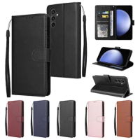 sFor Samsung Galaxy S23 FE Leather Case on for Coque Samsung S23 FE S23FE SM-S711B Cover Classic Flip Wallet Phone Case Fundas