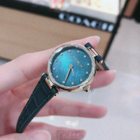 【COACH】COACH手錶型號CH00075(藍綠色錶面金色錶殼綠真皮皮革錶帶款)