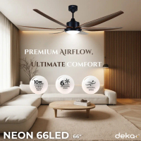 DEKA+ NEON 66'' 6 Blades 16 Speeds TURBO Remote Control DC Motor 18W LED Ceiling Fan Dark Wood / Mat