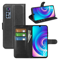 TCL30 Case for TCL 30 5G or 4G (6.7in) T776H T676J T676K T676H T676 Cover Wallet Card Stent Book Style Leather black for TCL 30+
