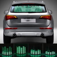 Car Green LED Music Rhythm Flash Light Sound Activated Sensor Equalizer Rear Windshield Sticker Styling Neon Lamp Kit