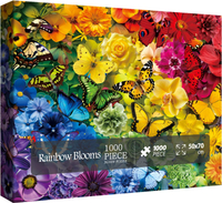 Rainbow Flower Butterfly Puzzle for Adults 1000 Pieces Colorful Garden Floral Jigsaw Puzzle Pretty P