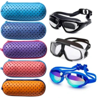 Swim Goggle Case Swimming Goggles Protection Box with Clip &amp; Drain Holes EVA Goggle Case Portable for Outdoor Swimming