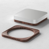 Desktop Stand for Apple Mac Mini and Mac Studio Walnut Wooden Holder Cooling Heat Disspation Mount Accessories for Mac Mini