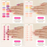 16 Stickers / Sheet Multi-color Stickers Gel Nail Art Stickers (UV Lamp Semi Curing Required) Nail Polish Film Nail Stickers