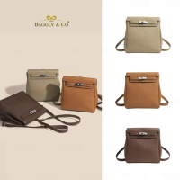 【BAGGLY&CO】利曼凱莉Togo頭層牛皮後背包 棕色/焦糖/咖啡 凱莉包 真皮後背包 真皮