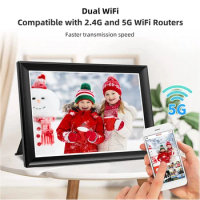 10.5 Inch WiFi Digital Photo Frame IPS HD Touch Smart Photo Frame 64GB Easily Set to Share Photos or Videos Via Frameo APP
