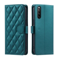 Lattice Flip Leather Phone Case For Sony Xperia 1 5 10 I II IV III V 2023 Card Slot Wallet Cover Shell