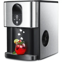 Countertop Nugget Ice Maker Cream Nugget Ice Maker Silver Self-Cleaning Feature