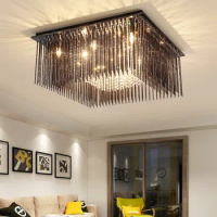 Crystal LED Ceiling Lights Simple Glass Ceiling Lamps Home Lighting Fixtures Fashion Living Room Black Glass Plafonnier Lamp