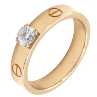 【二手名牌BRAND OFF】Cartier 卡地亞 18K黃金 0.23ct 鑽石 LOVE 單鑽 戒指 50