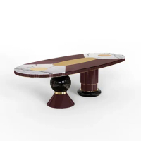 Luxury oval dining table Italian designer high-end villa creative restaurant marble dining table Nordic dining table