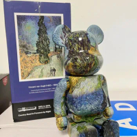 BE@RBRICK Van Gogh Provence Country Road Building Bear 400% High 28 cm Bearbrick oil Painting Pattern Collectible Doll