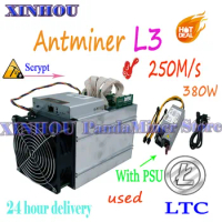 Used ASIC Antminer L3 miner 250MH/s 380W Scrypt Litecoin Dogecoin miner Good For Home Mining Miner Low Noise