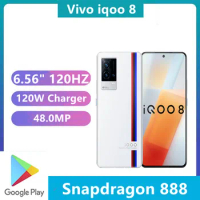 DHL Fast Delivery Vivo Iqoo 8 Cell Phone 120W Charger 6.56" AMOLED 120HZ Face ID Snapdragon 888 Screen Fingerprint OTG OTA