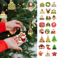 1set Christmas Tree Shape Paper Tag DIY Santa Claus Snowman Paper Card Labels Christmas/Wedding Party Favors Gift Wrapping Decor