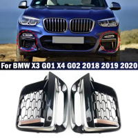 2Pcs Car Fog Light Grille Lamp Cover For BMW X3 G01 X4 G02 2018 2019 2020 Cerium Gery Lamp Cover With Fog Lamp Hole Car Styling